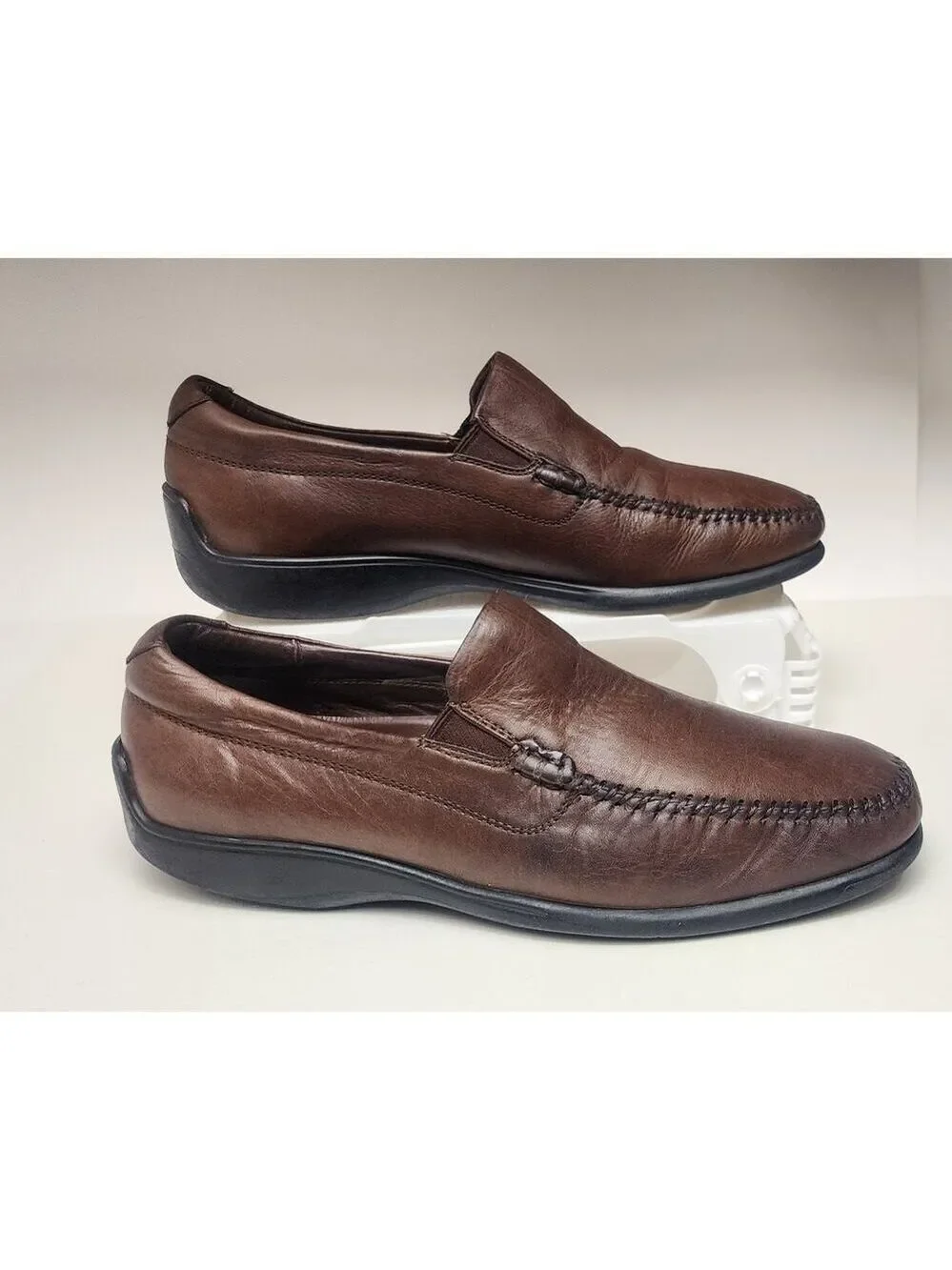 Neil M Men's Rome Men's Slip Ons Loafers Walnut Dress Shoes Leather Size 11.5